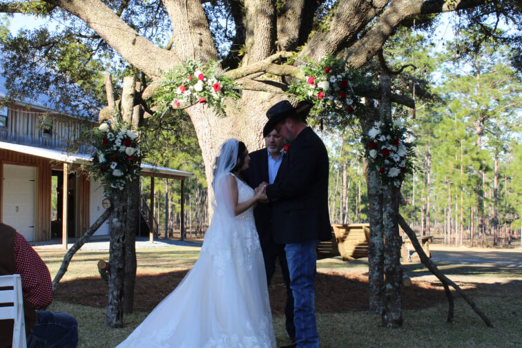 Wedding Ceremony under Oaks